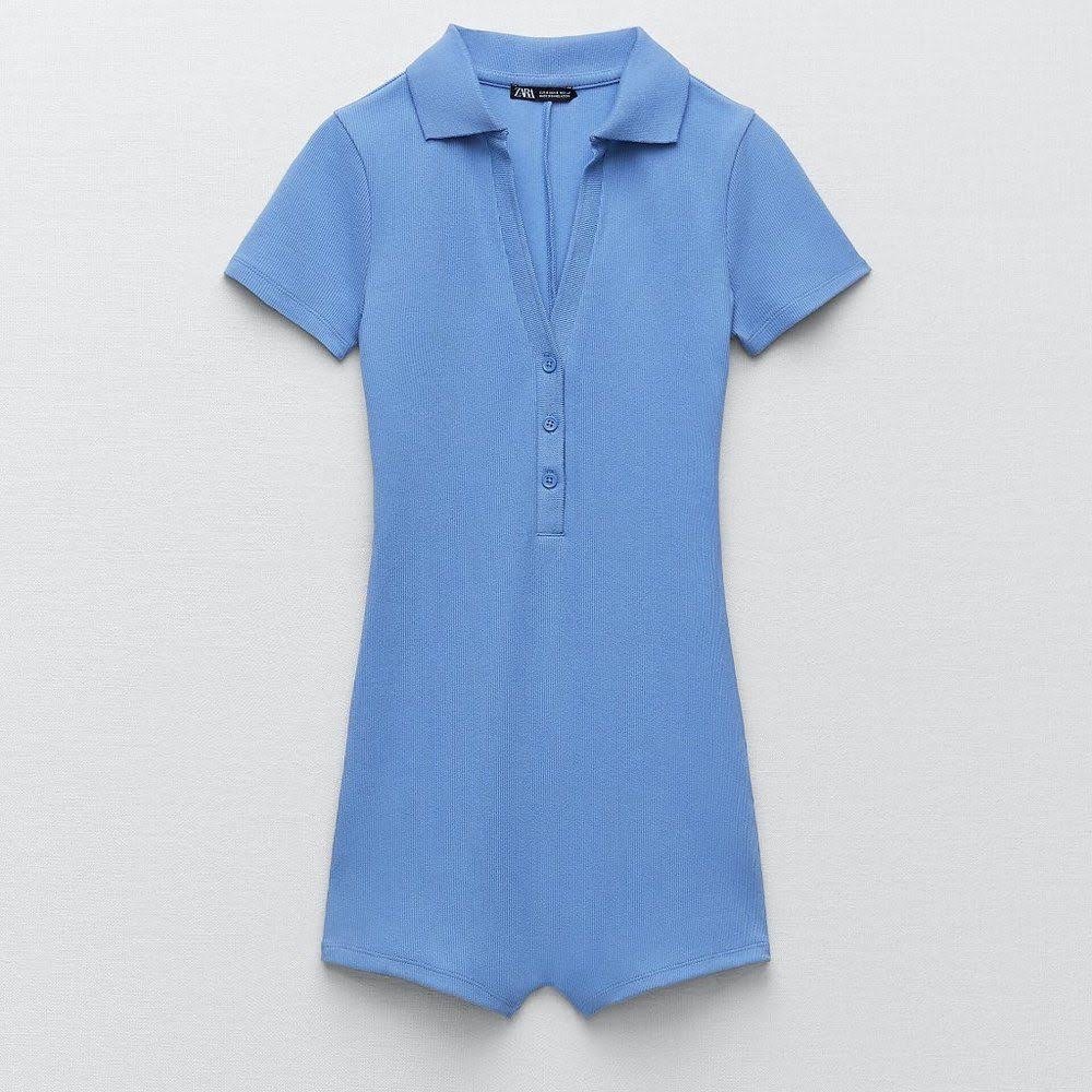 ZARA Ribbed Short Polo Bodysuit